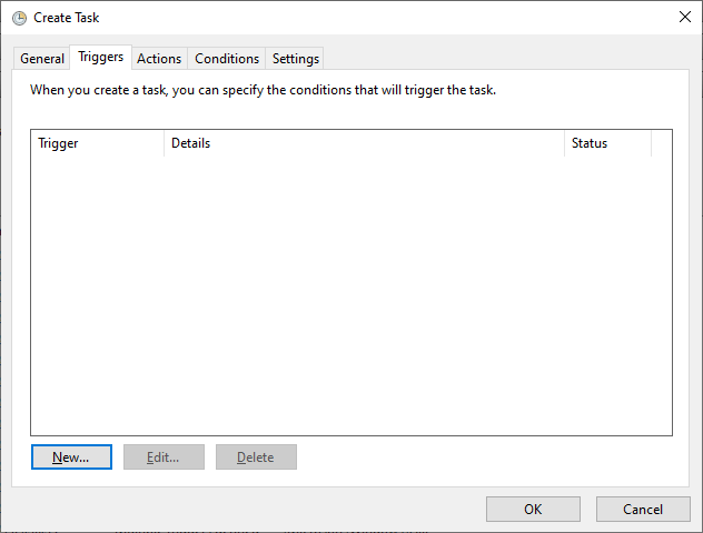 Task Scheduler: Create Task: Triggers