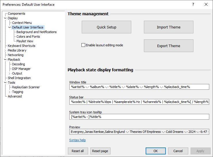 Foobar setting location